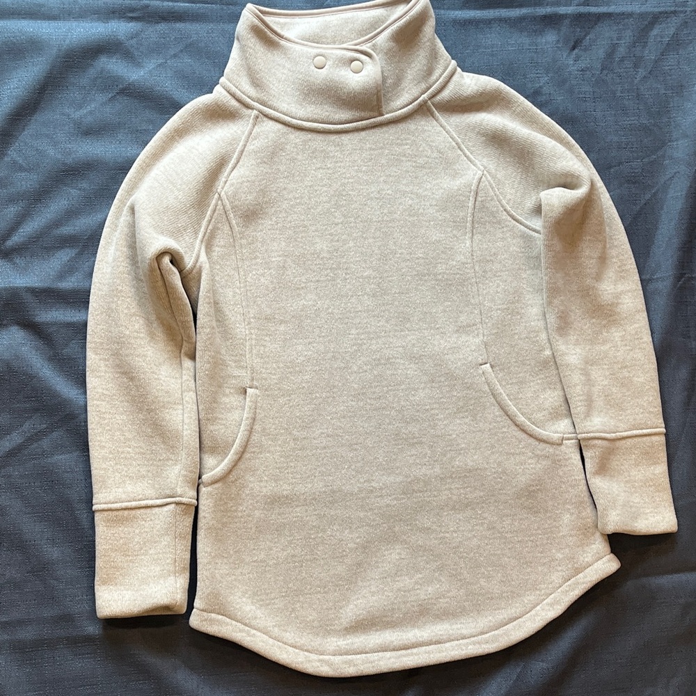 prAna Tri Thermal Threads Women's Tunic Cream Cowl Neck Sweater - Picture 3 of 13